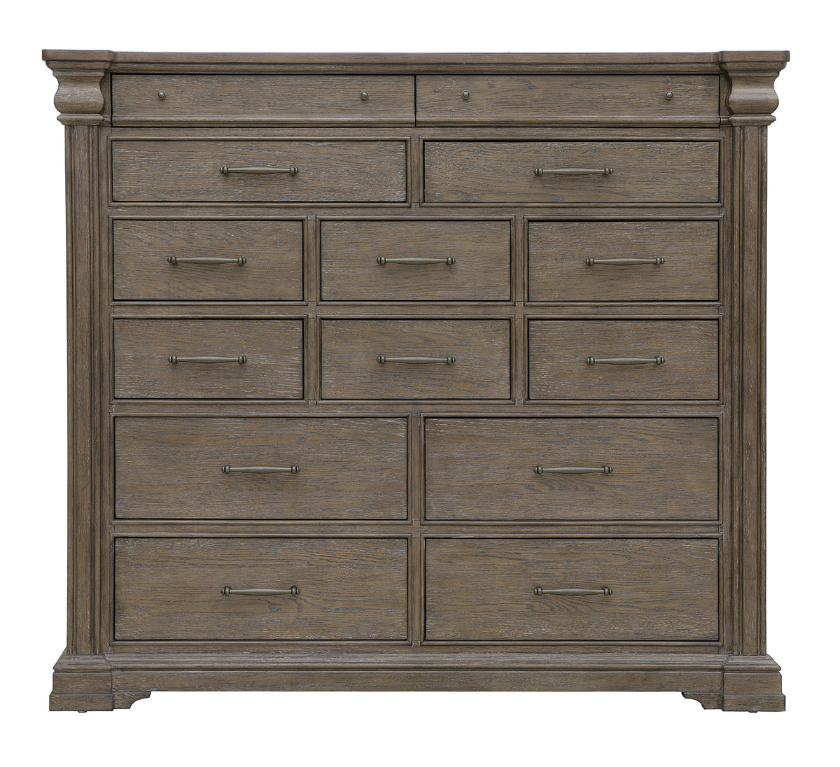 a wooden dresser with drawers