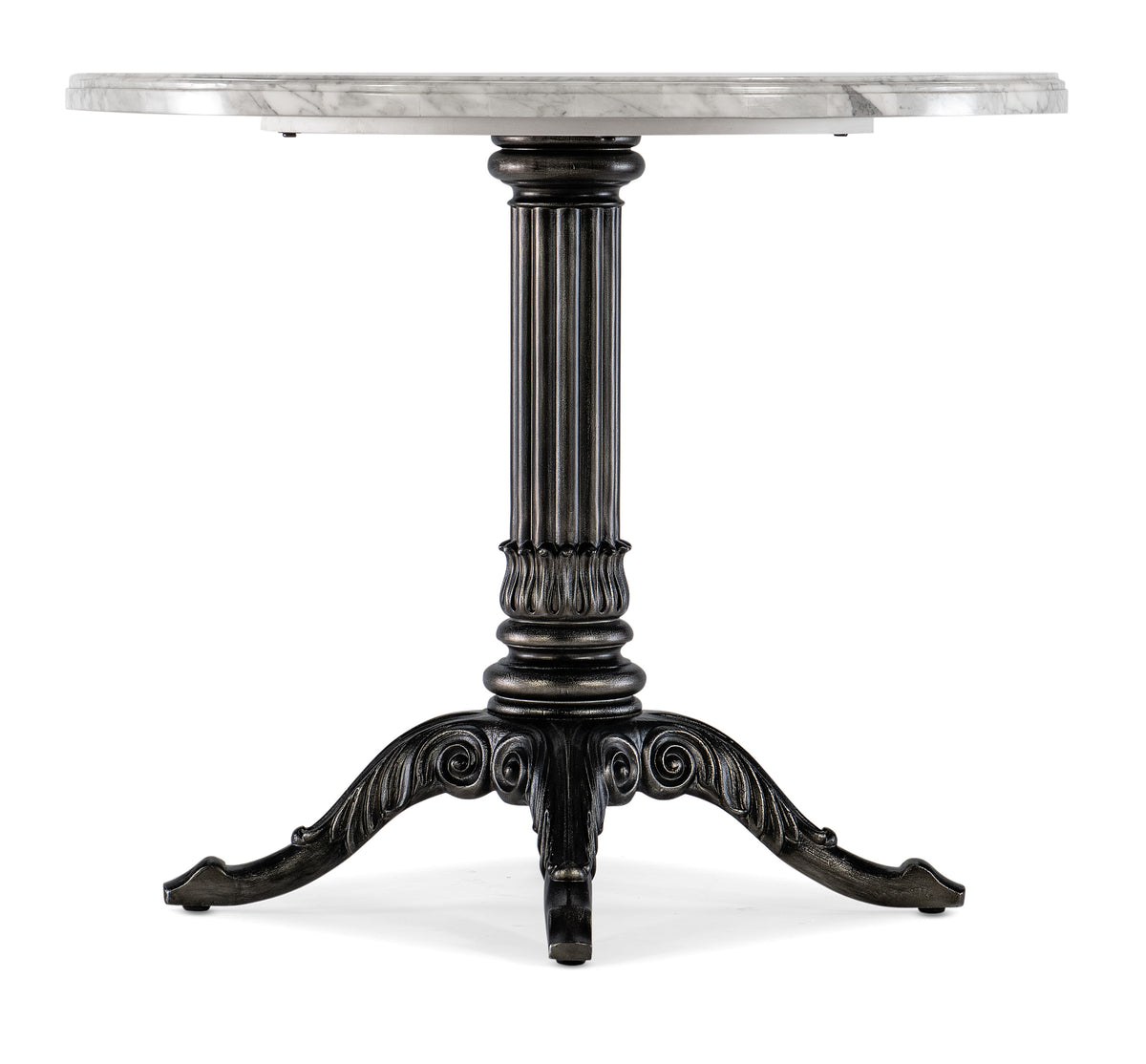 a round table with a marble top