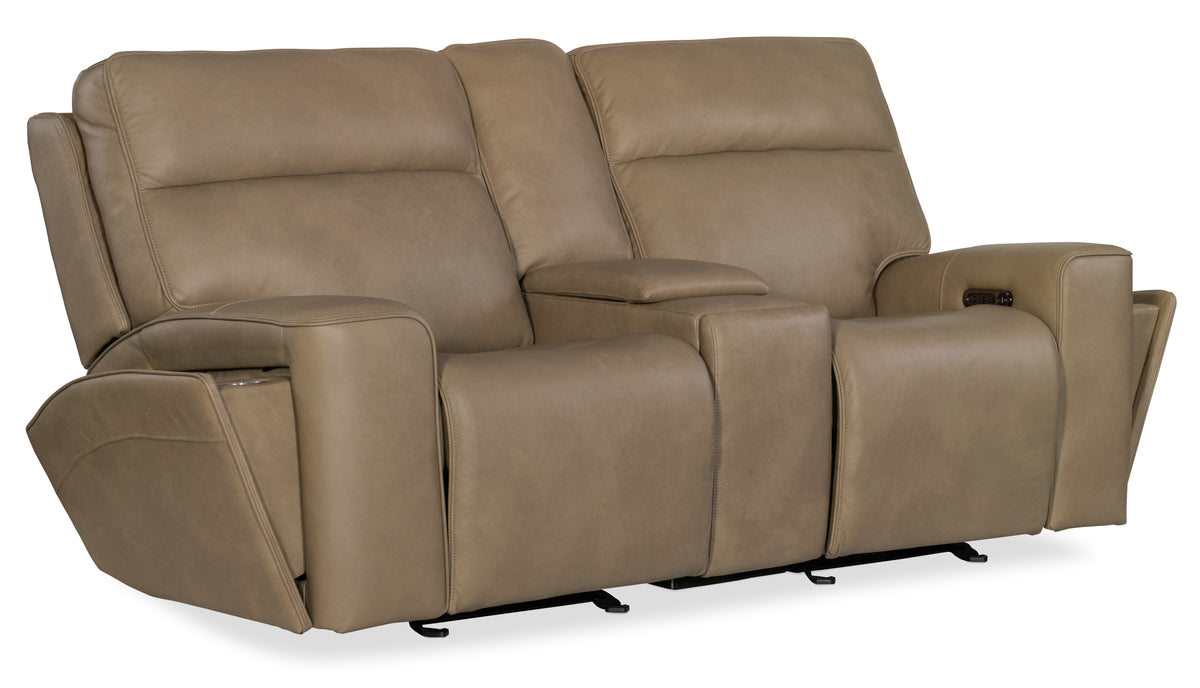 Riverton Power Gliding Console Loveseat with Power Headrest and Lumbar - Hooker Furniture (HRF-3252)