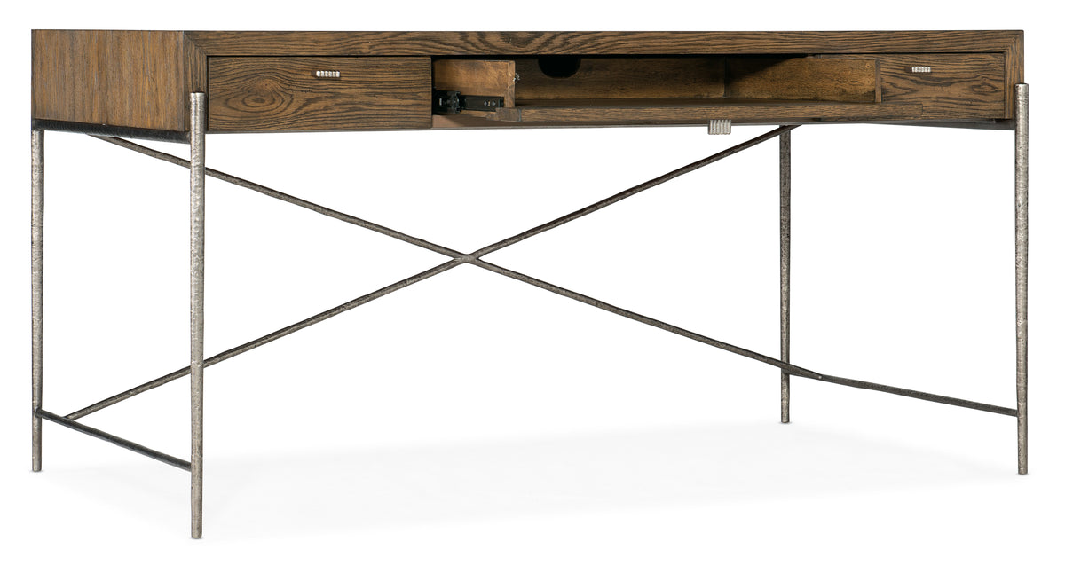 a wooden desk with a drawer