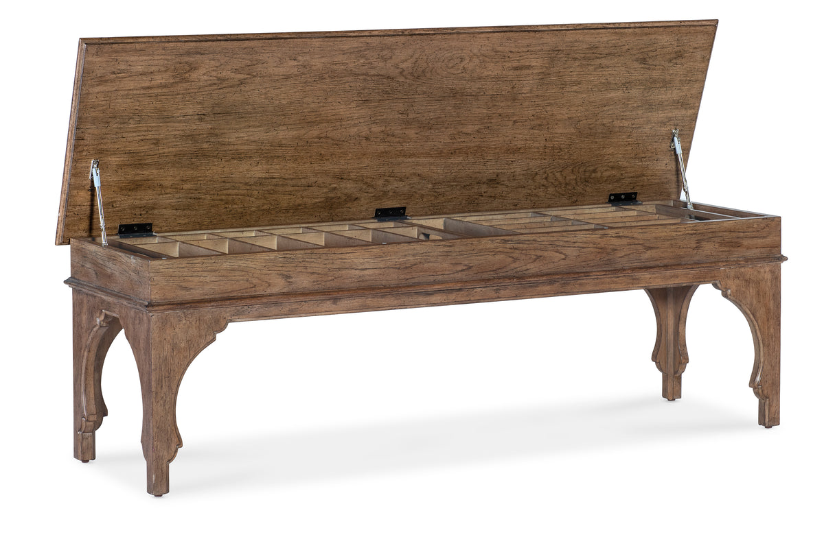 a wooden bench with a back cover