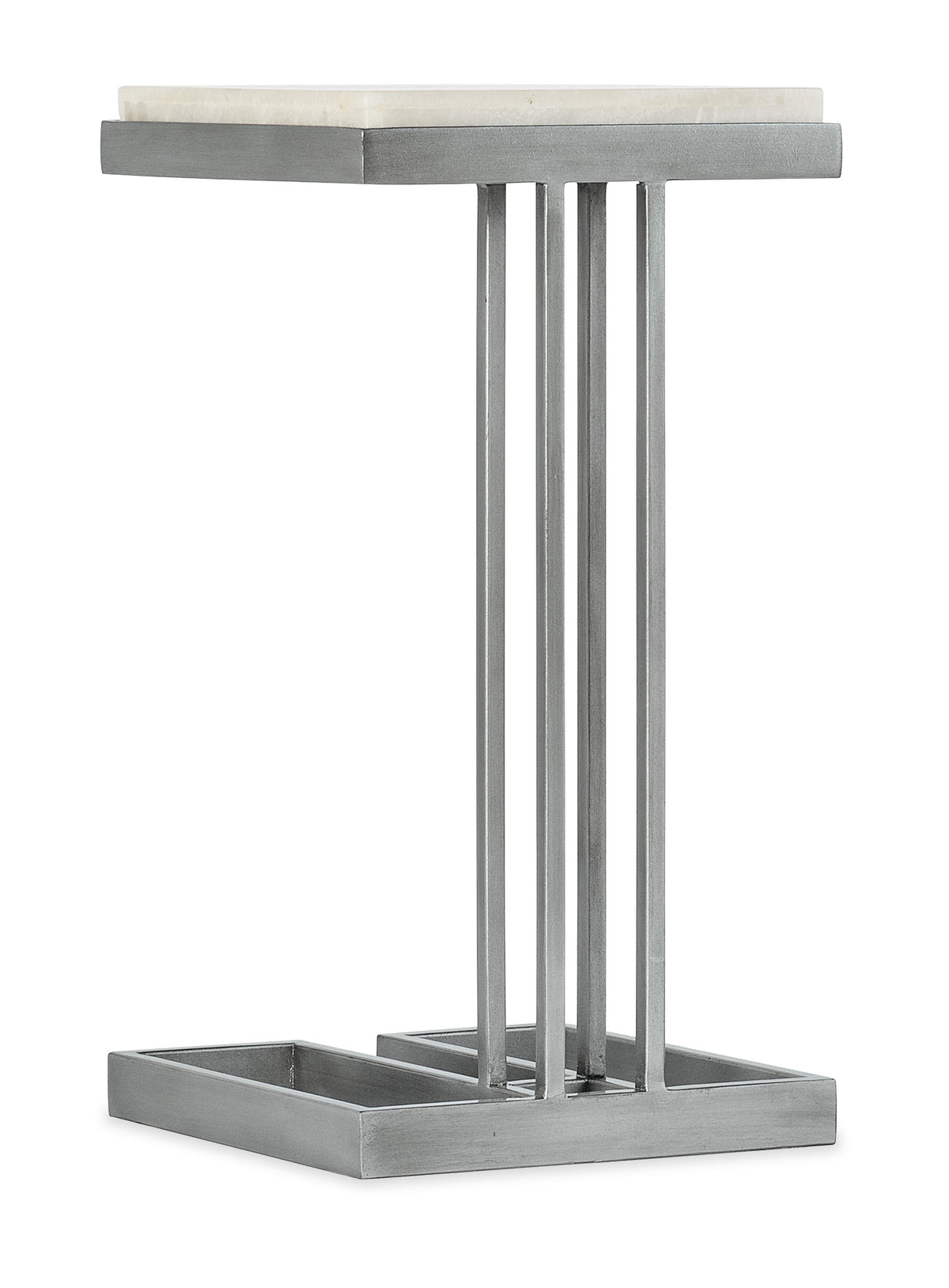 a metal table with a rectangular top