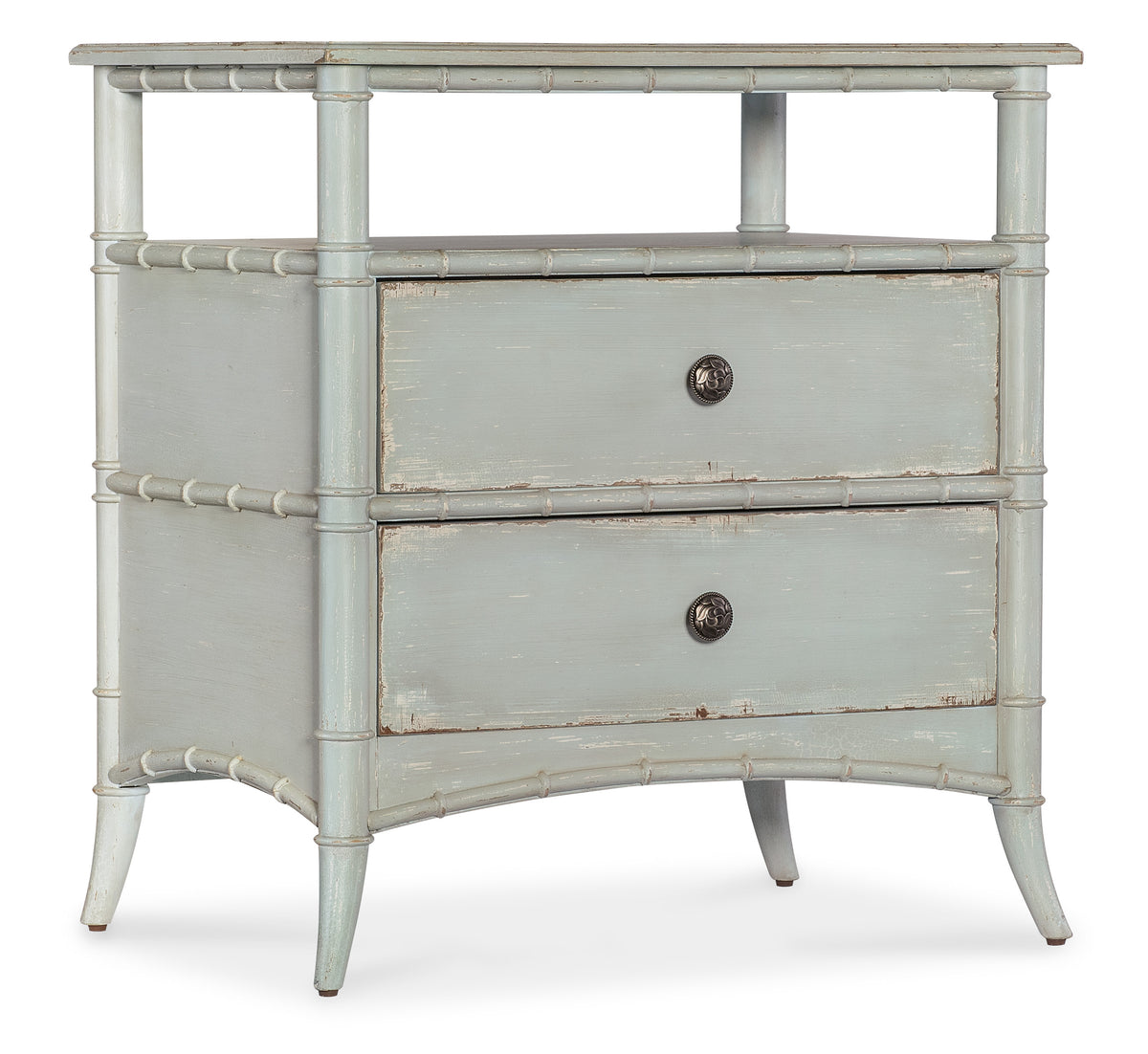 a white dresser with two drawers