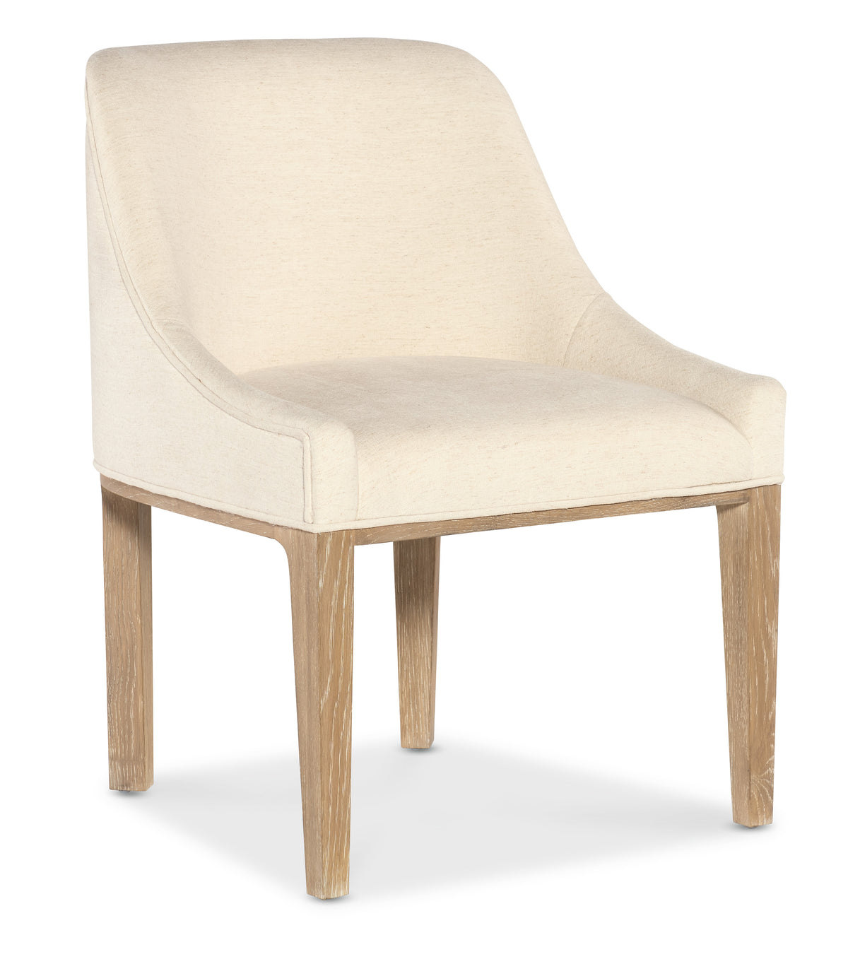 a white chair with wooden legs