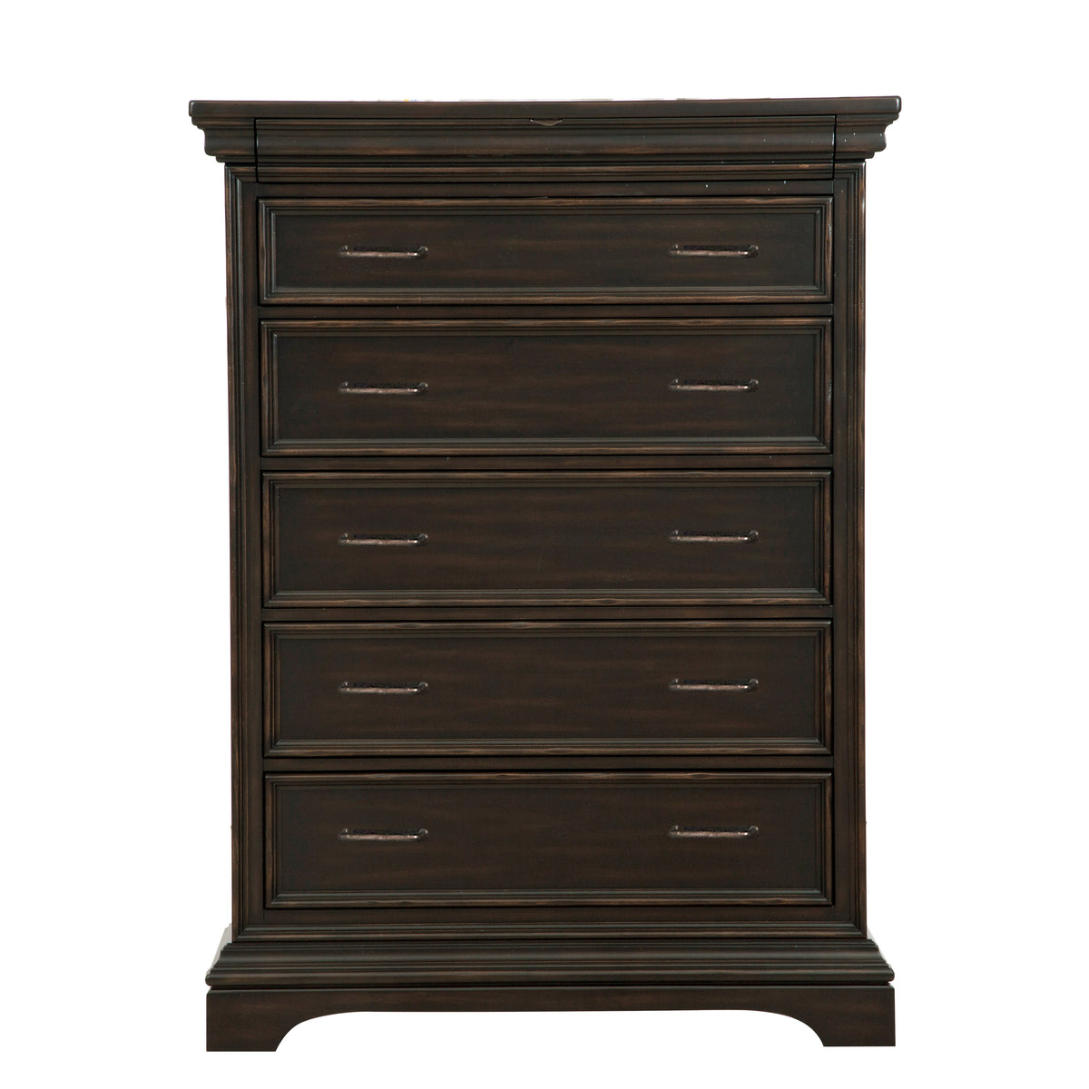 a brown dresser with drawers