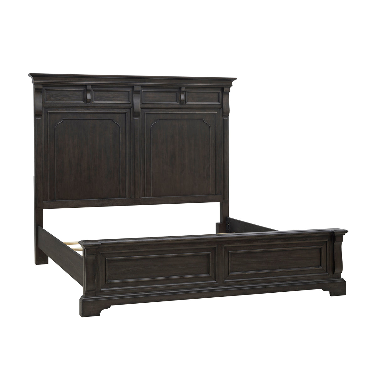 a black wooden bed frame