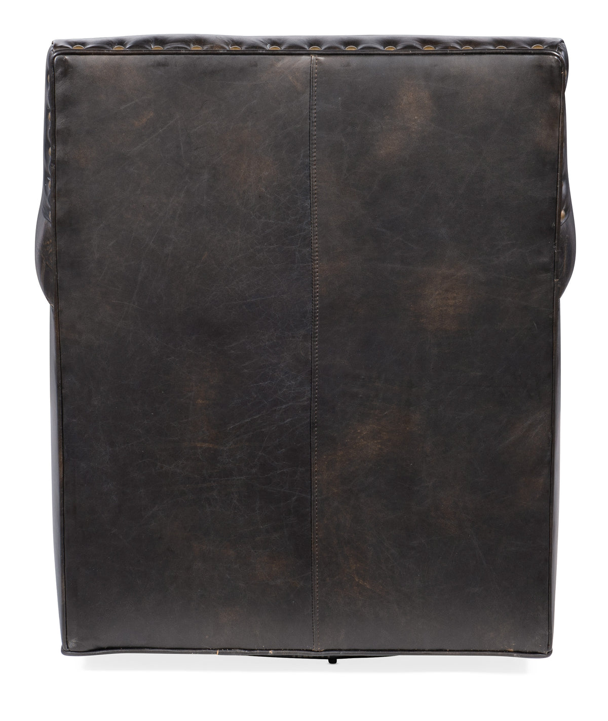 a black leather cushion with a white background