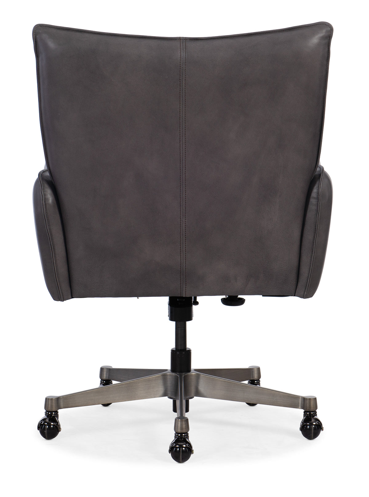 the back of a grey office chair