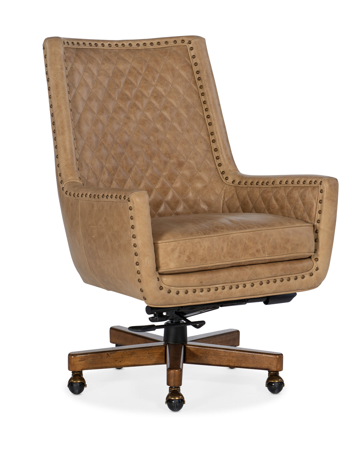 a brown leather office chair