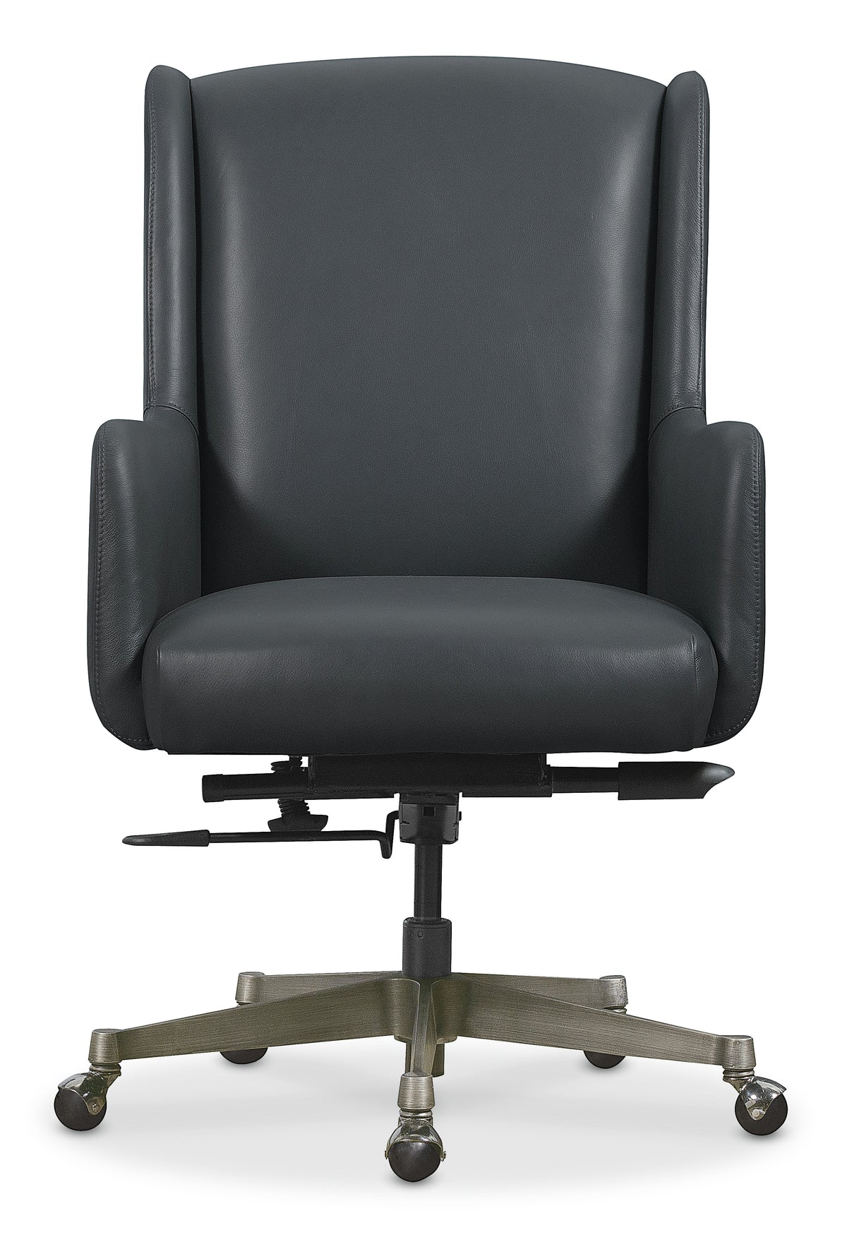 a black office chair with wheels