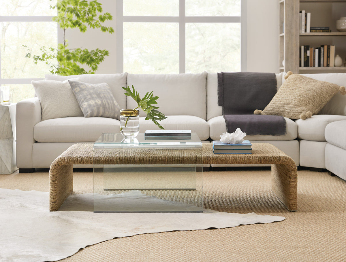 a coffee table in a living room
