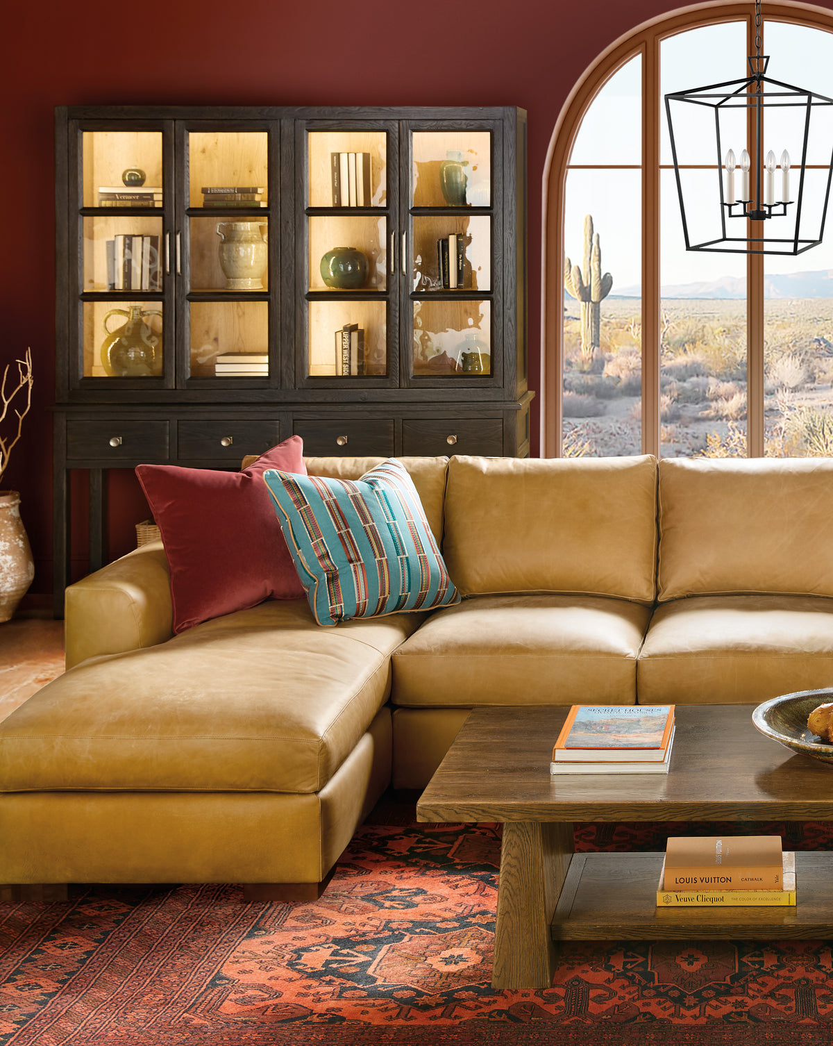a living room with a large window