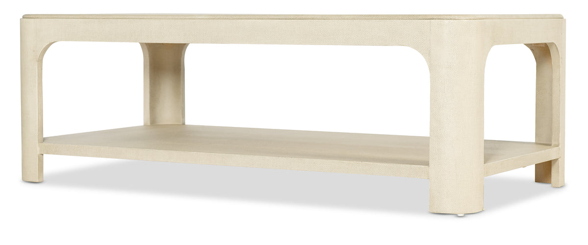 a white table with a shelf