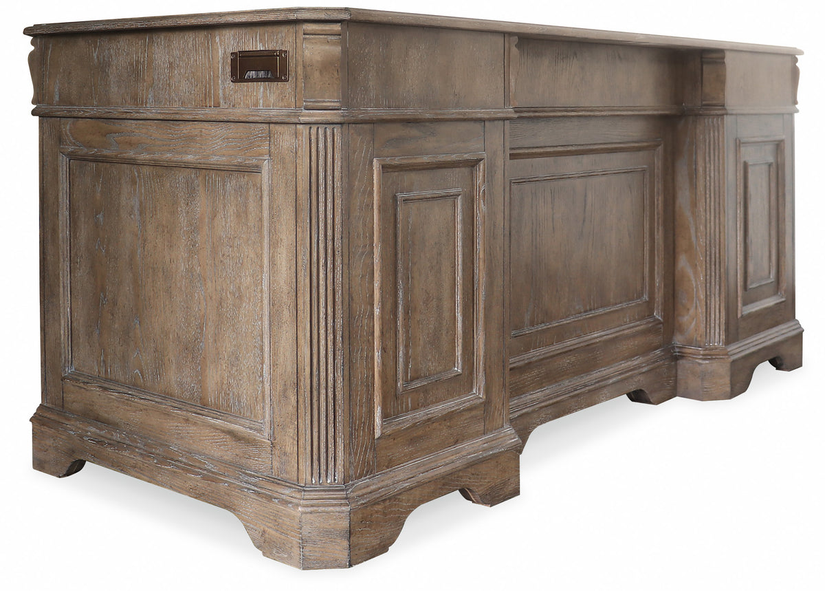a wooden desk with a lock