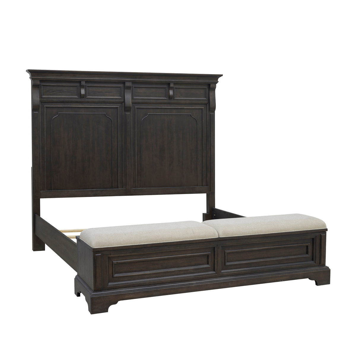 a bed with a headboard