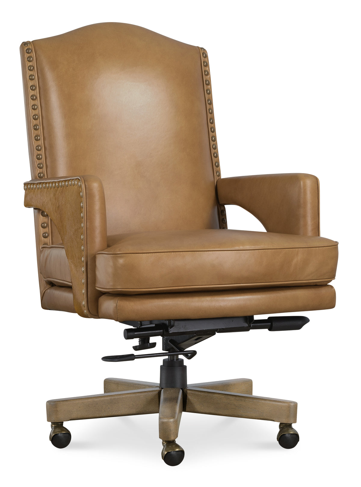 a brown leather office chair