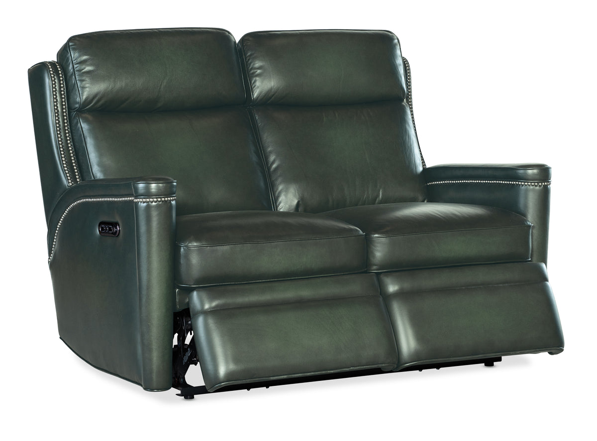 a black leather reclining sofa