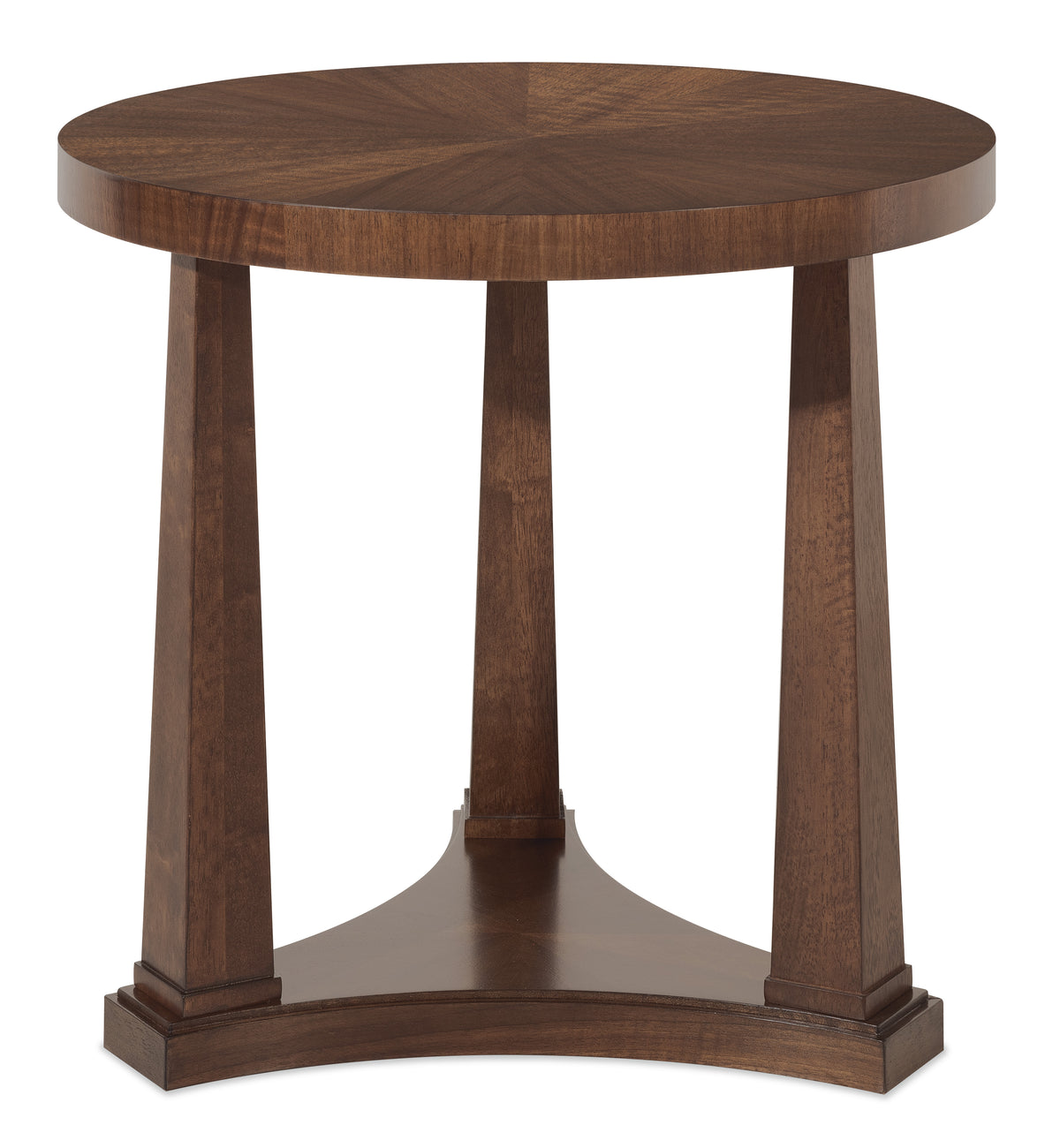 a round wooden table with pillars
