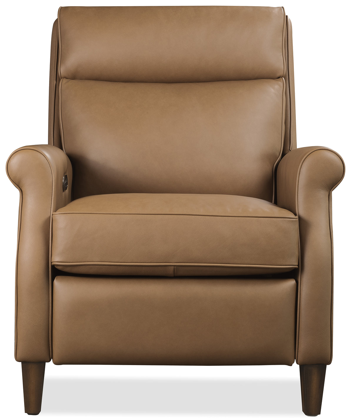 a brown leather recliner chair