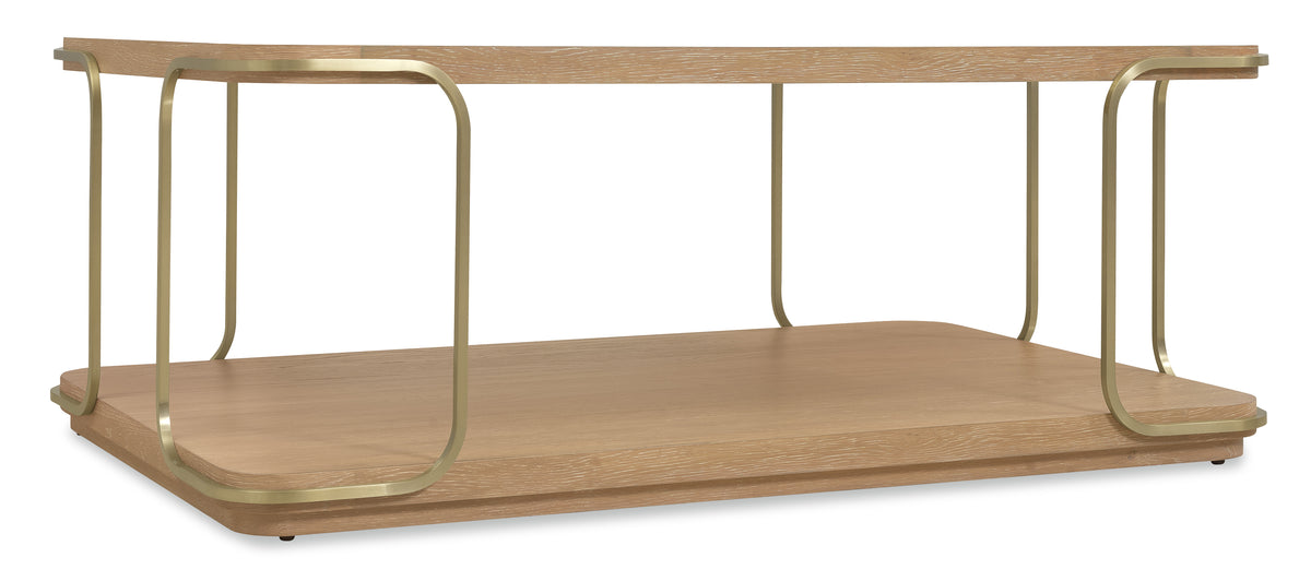 a wood shelf with metal rods
