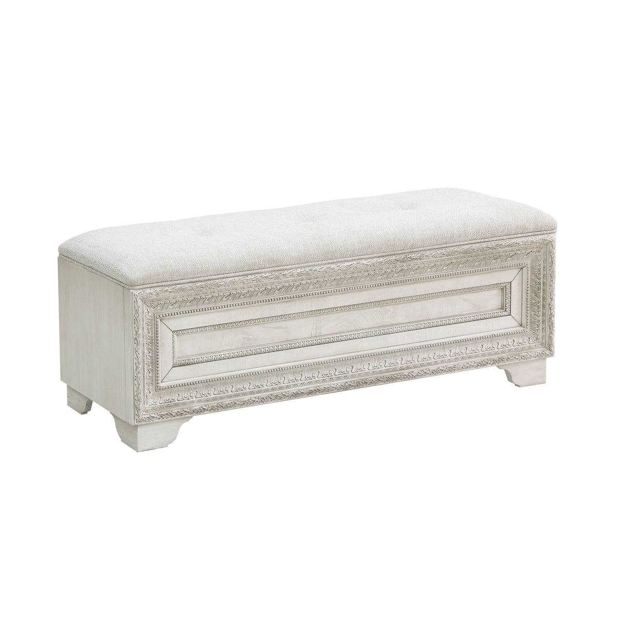 a white bench with a white background