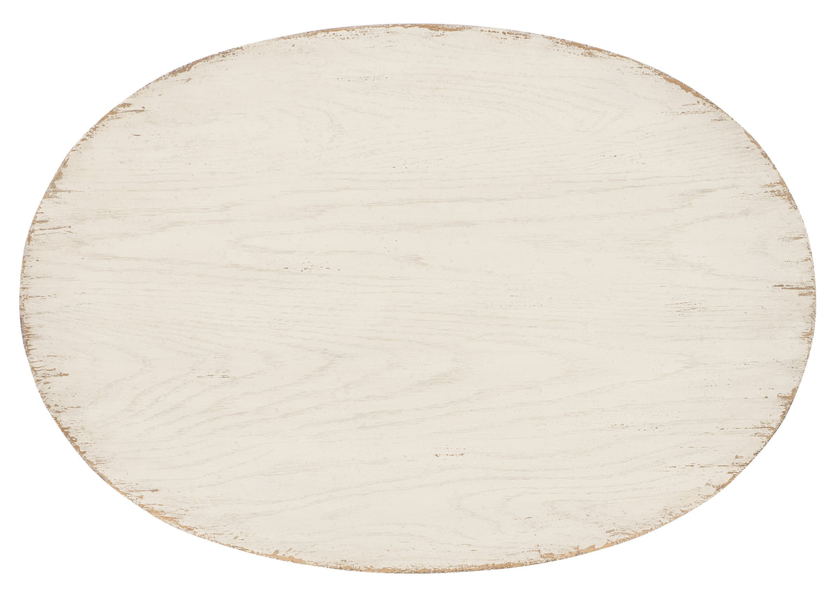 a white oval wood board