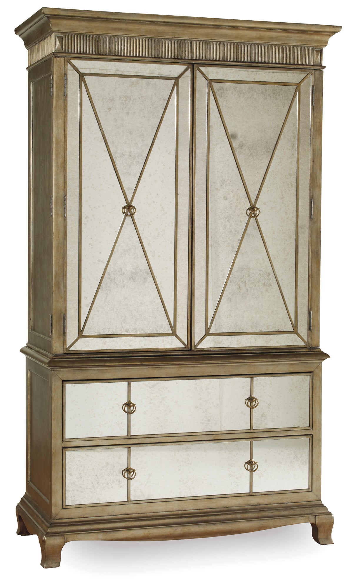 a large mirrored cabinet with drawers