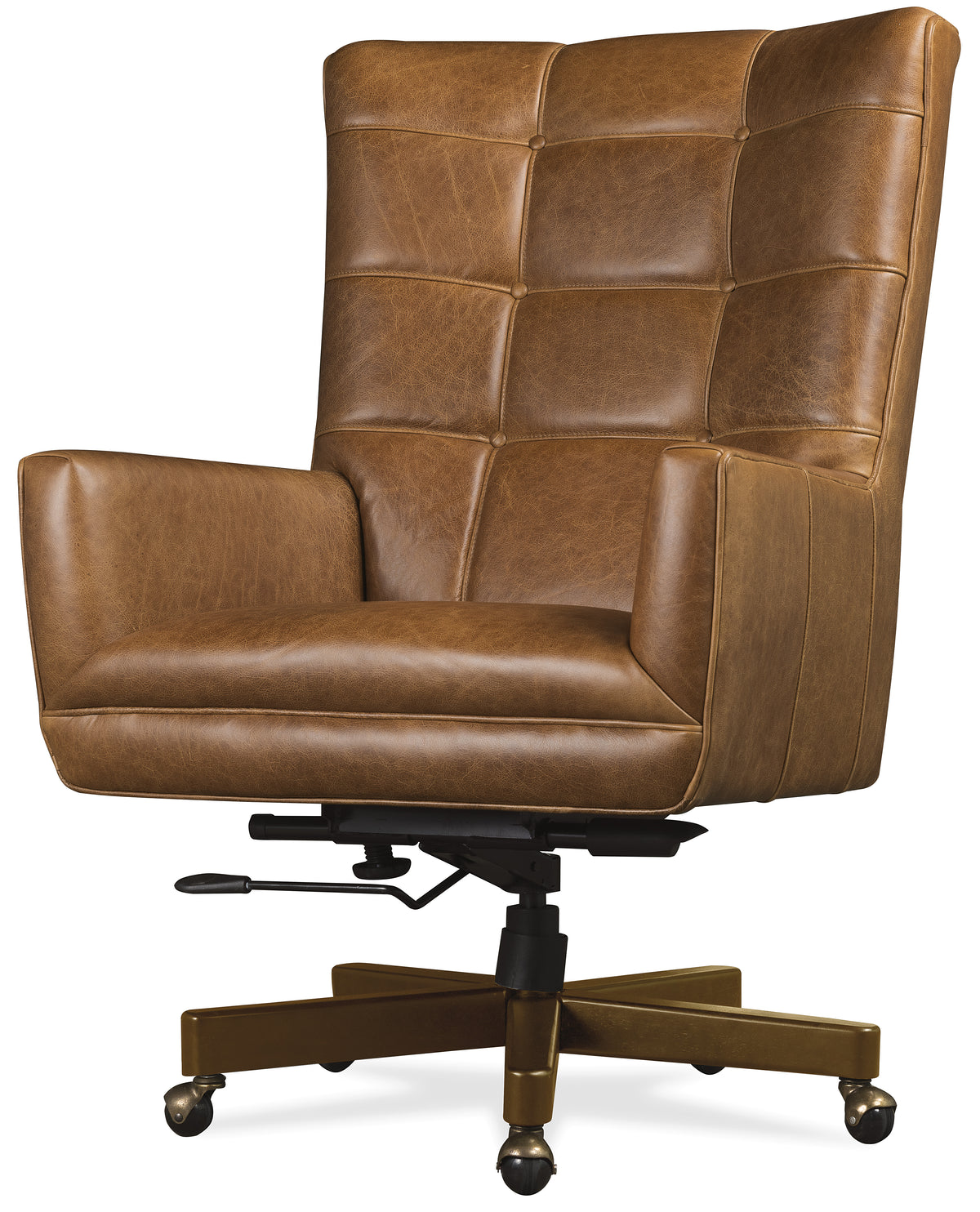 a brown leather office chair