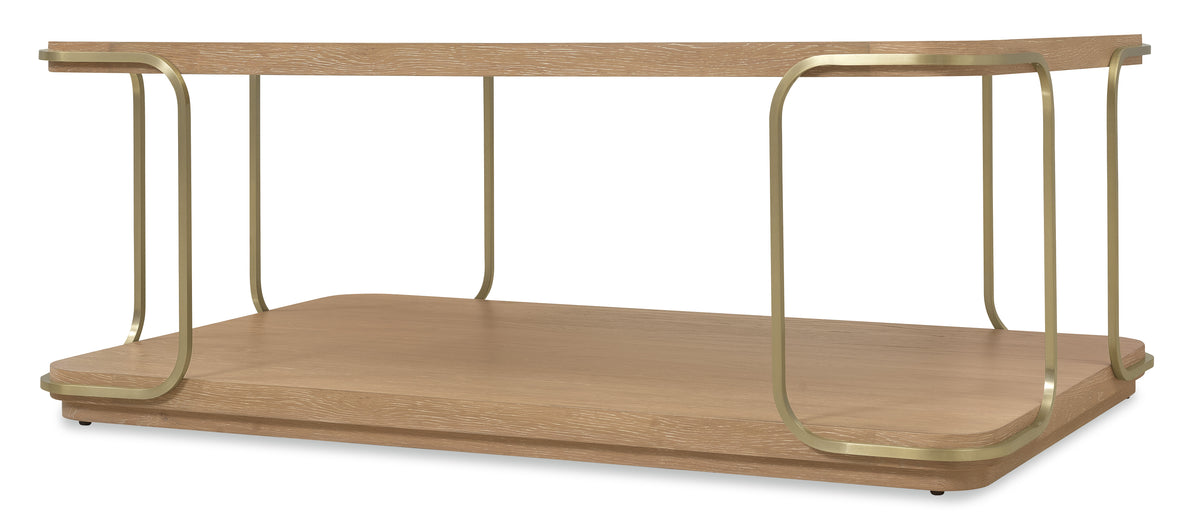 a wood shelf with metal rods
