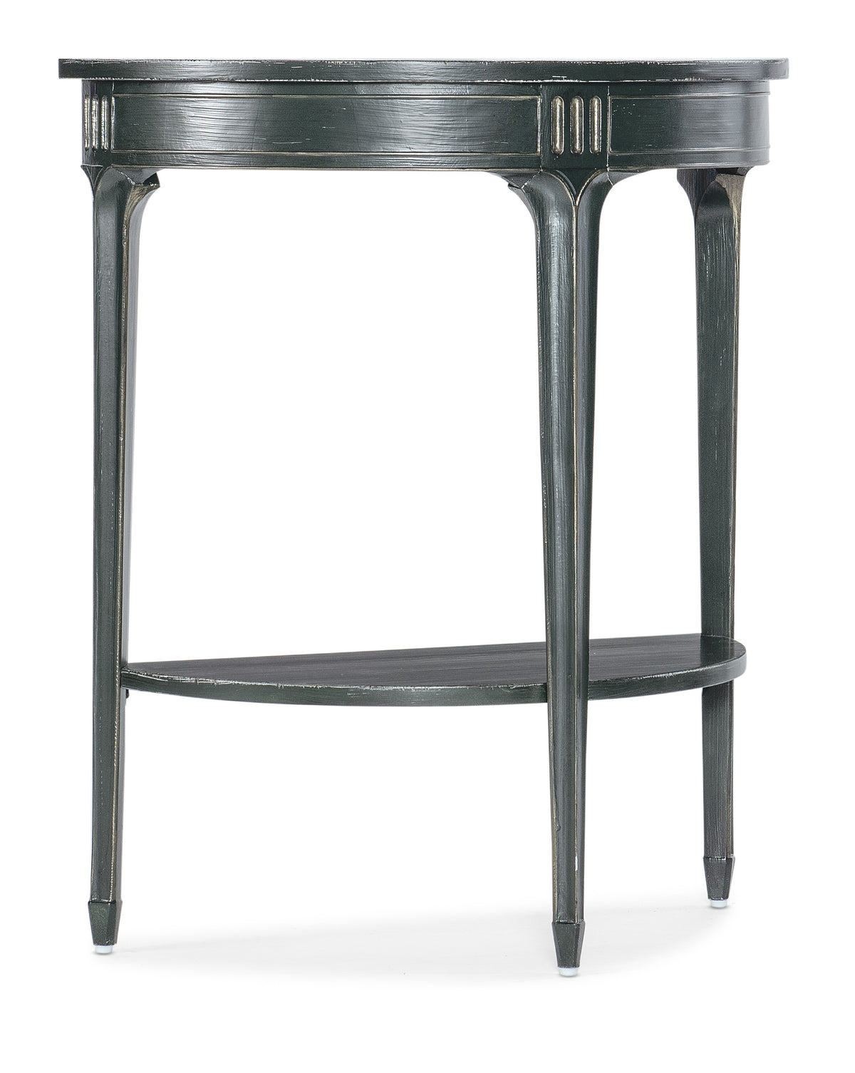a round table with a shelf