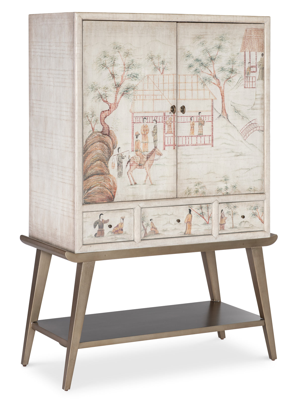 a cabinet with a painting on it