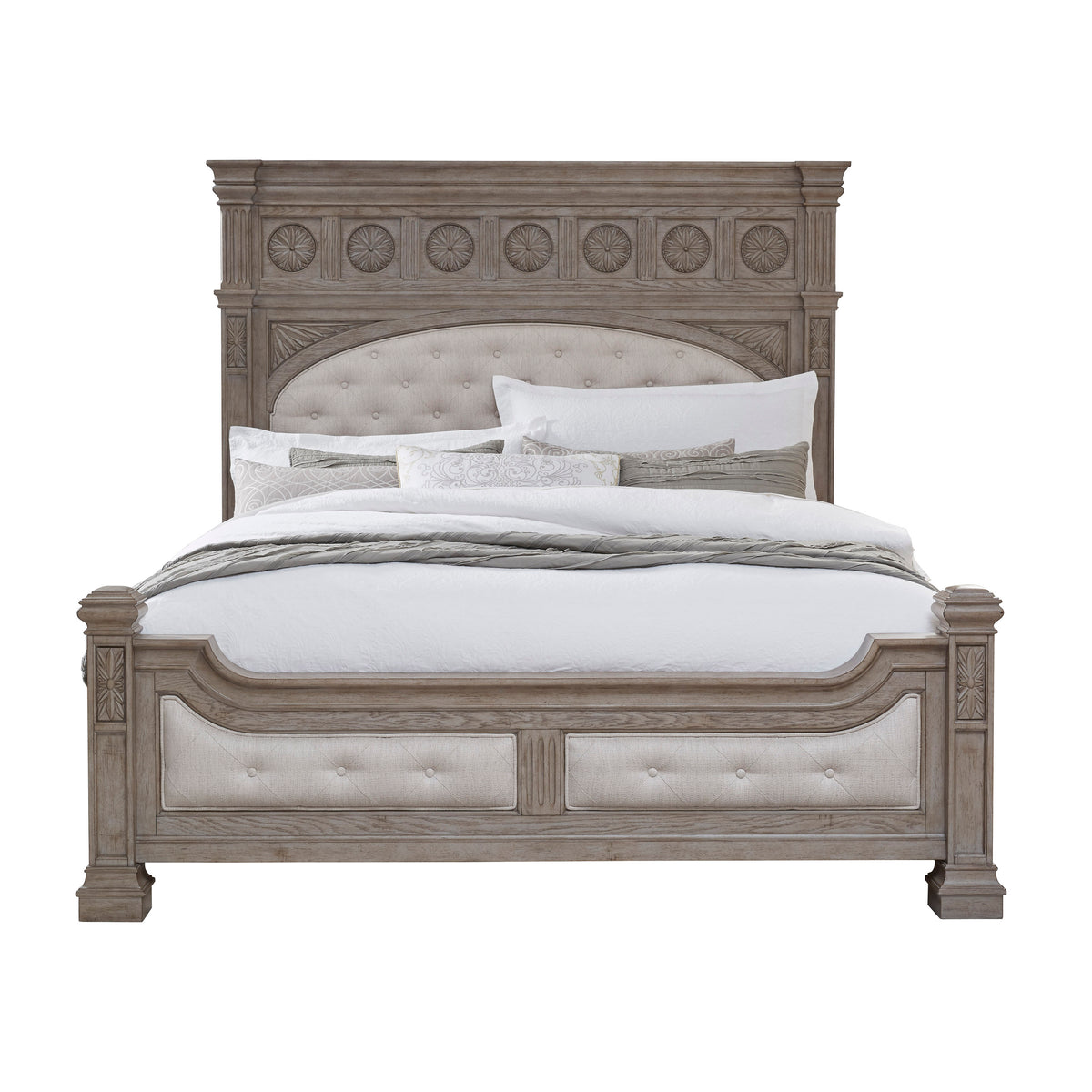 a bed with white pillows