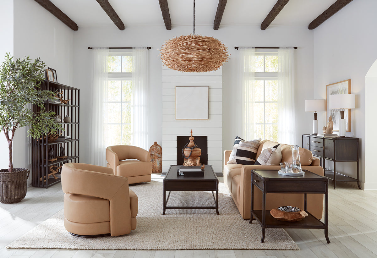 a living room with a couch and a coffee table