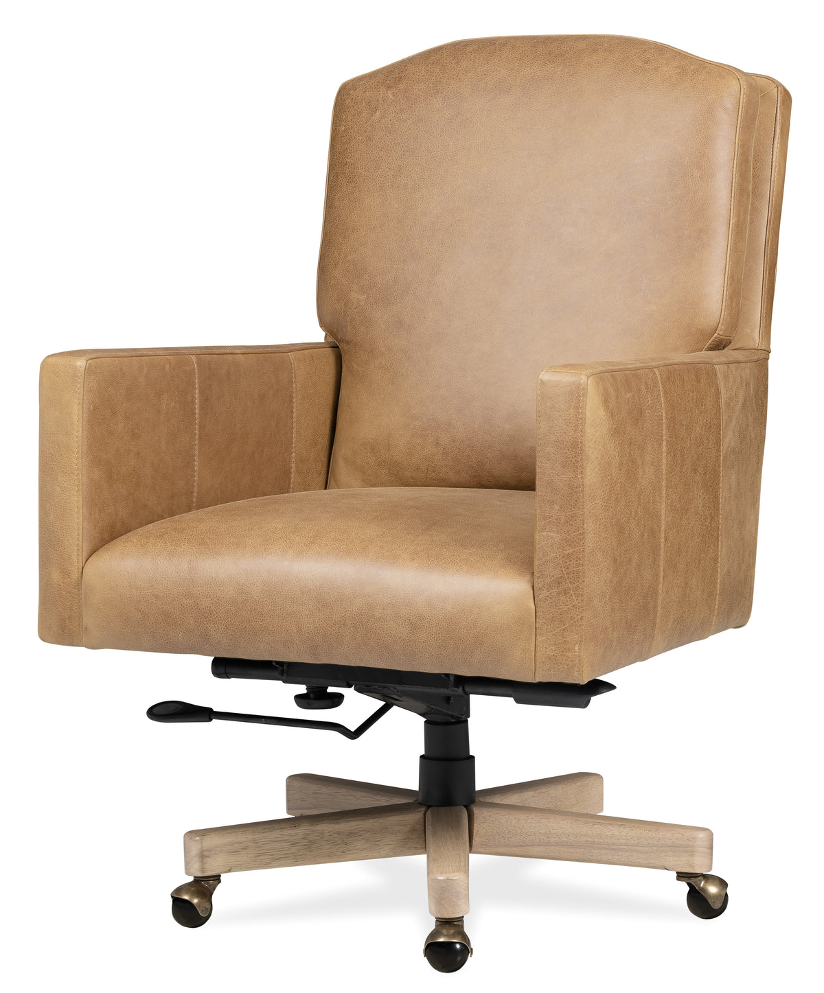 a brown leather office chair