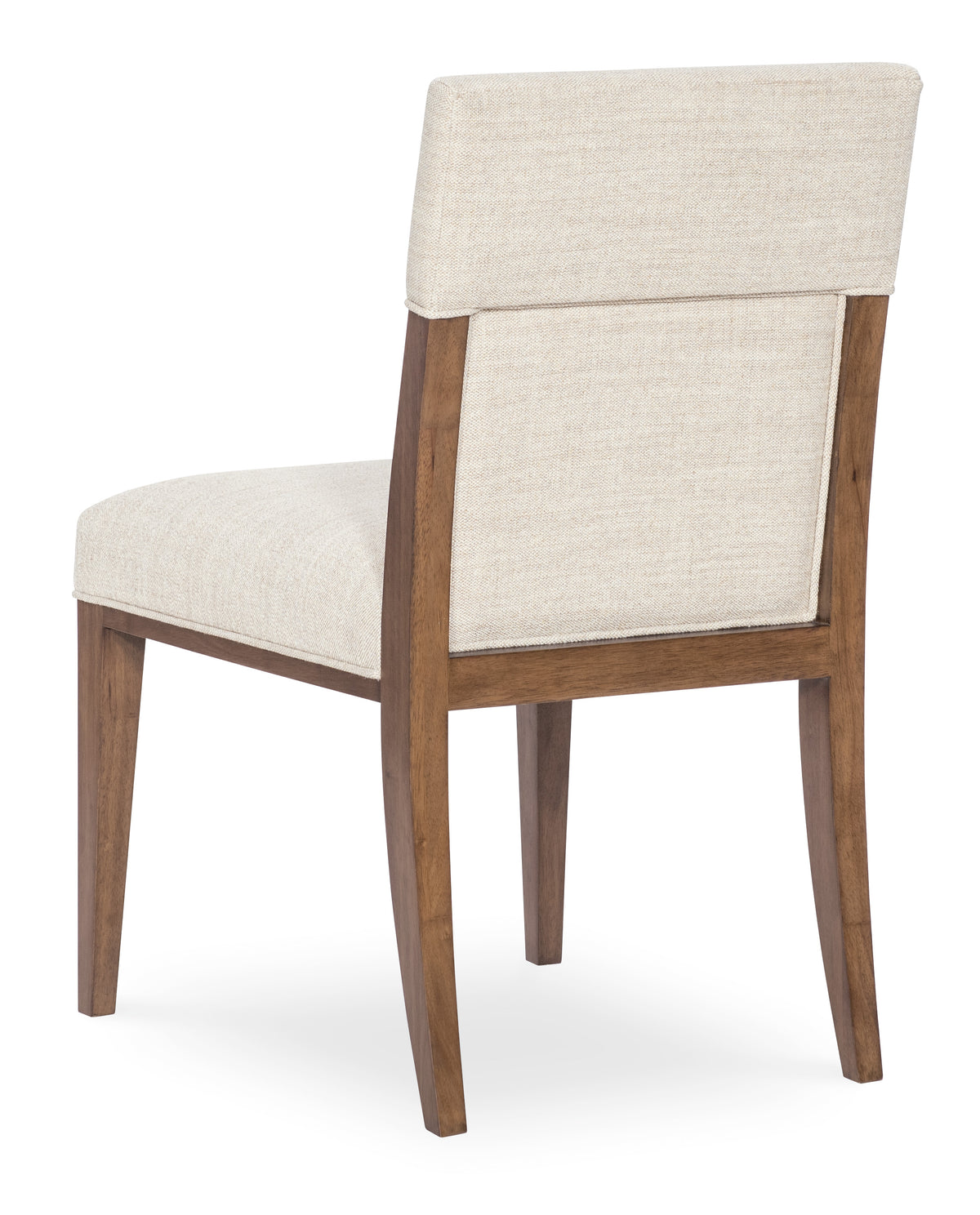 a white chair with wooden legs