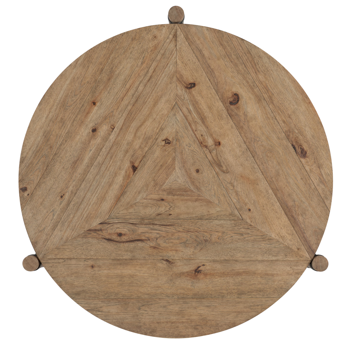 a circular wood surface with a triangle pattern