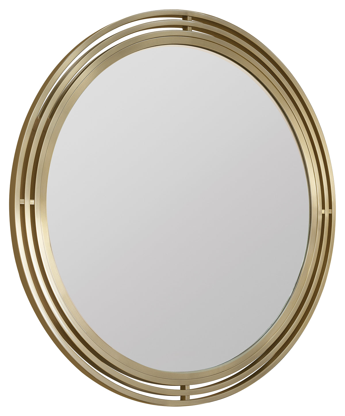 a round gold frame with a white surface