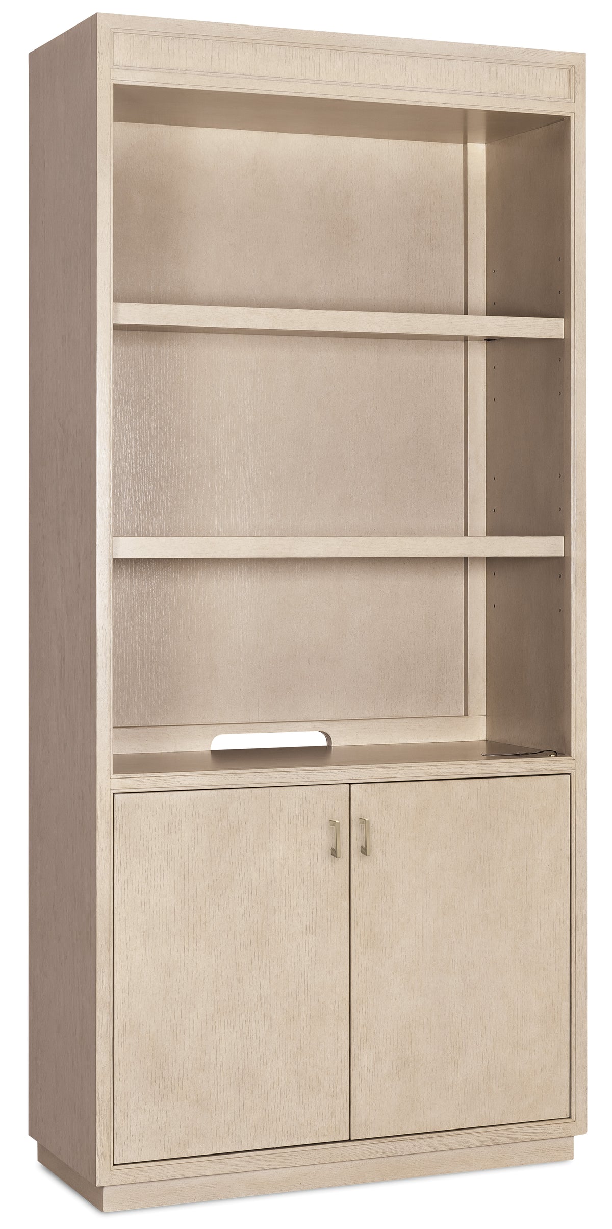 a white shelf with two shelves