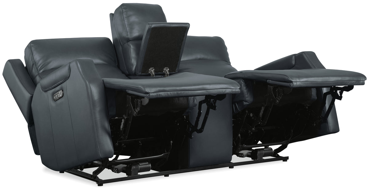 a black recliner with a black cushion
