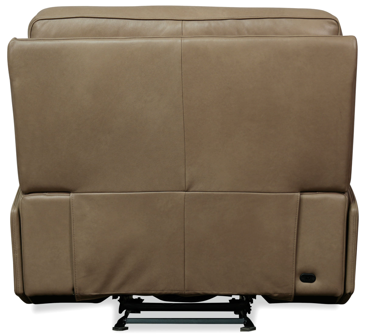 the back of a brown leather couch