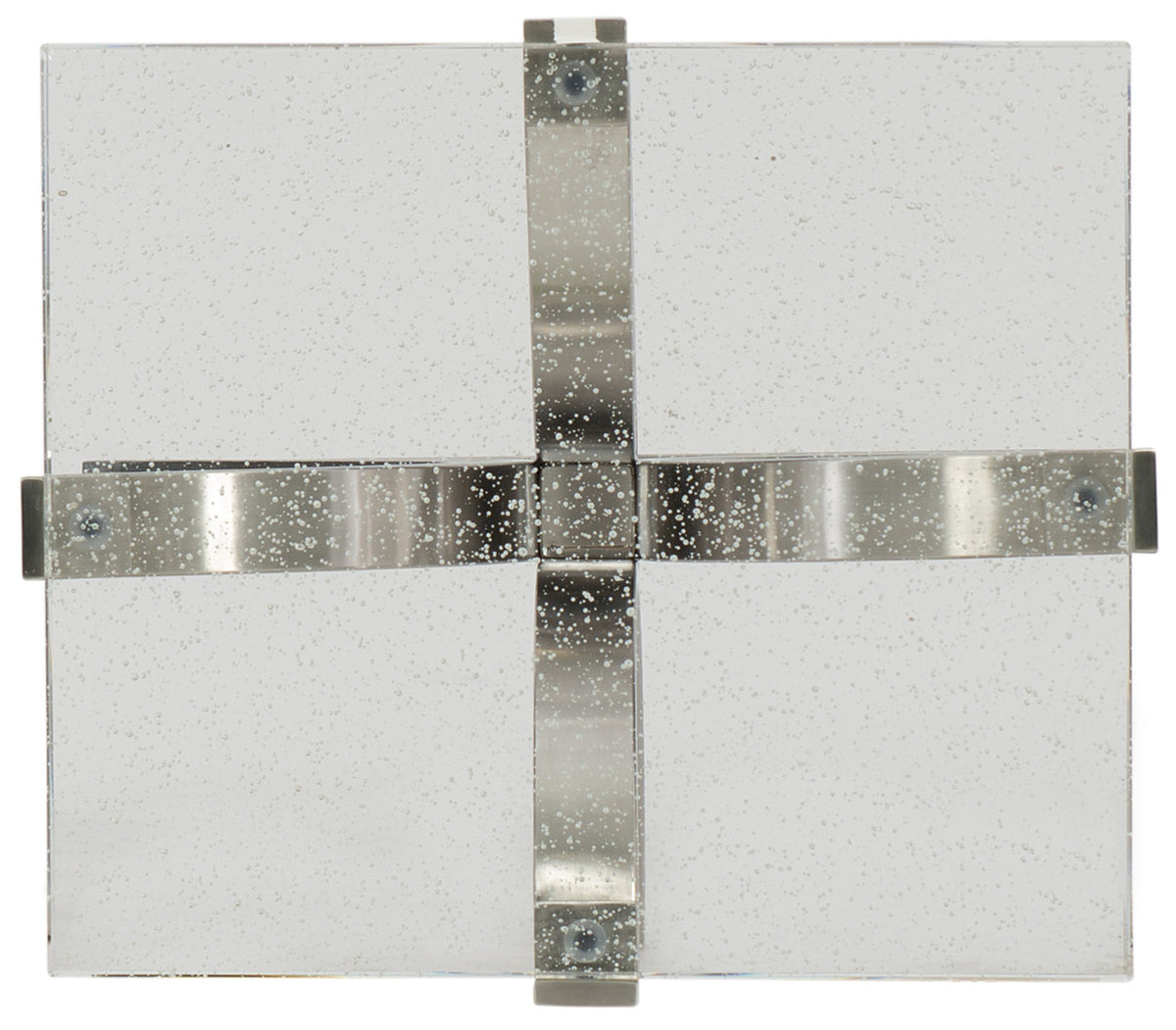 a white square object with silver metal strips