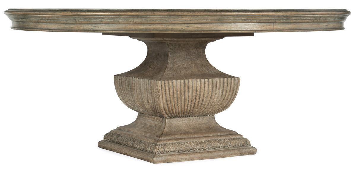 a wooden table with a pedestal