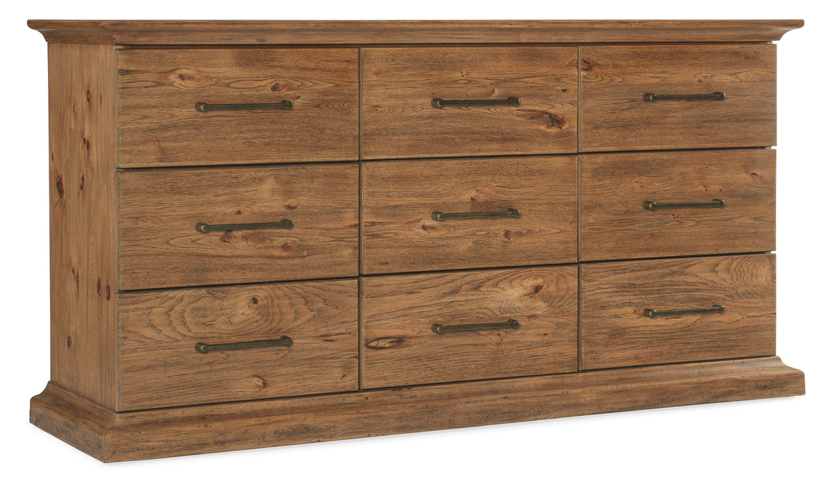 a wooden dresser with drawers