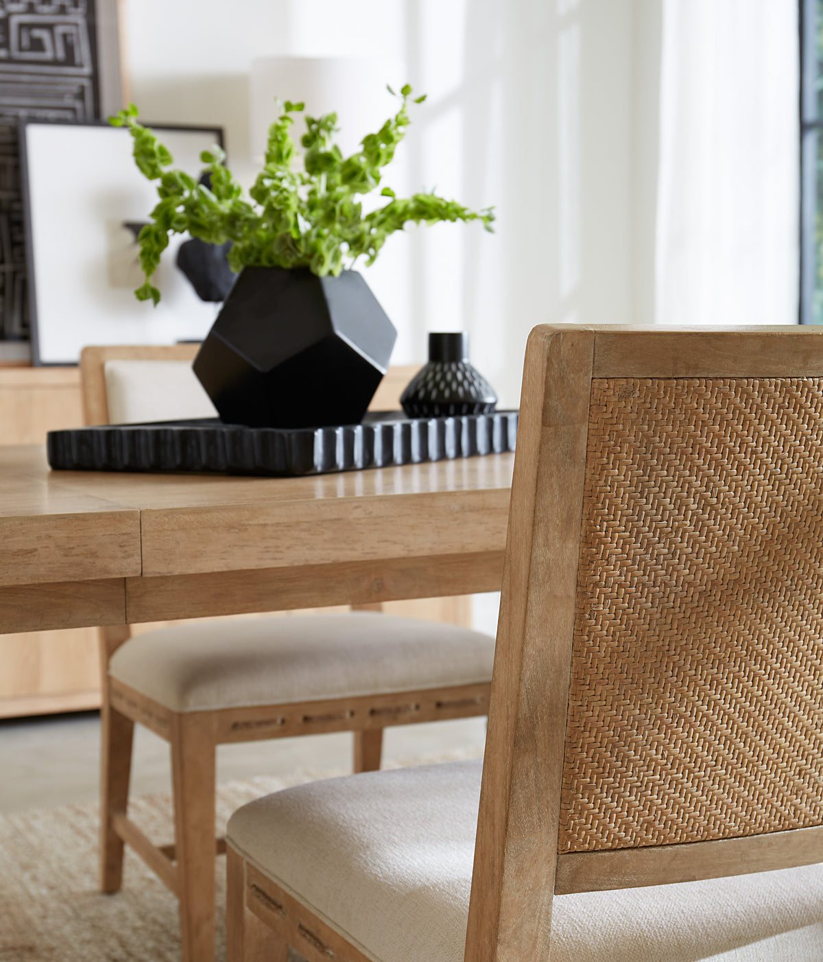 a table with a plant on it