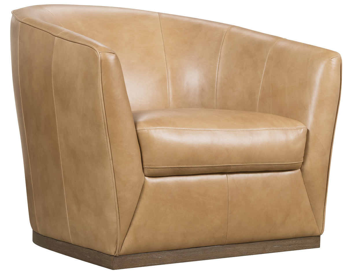 a tan leather chair with a white background