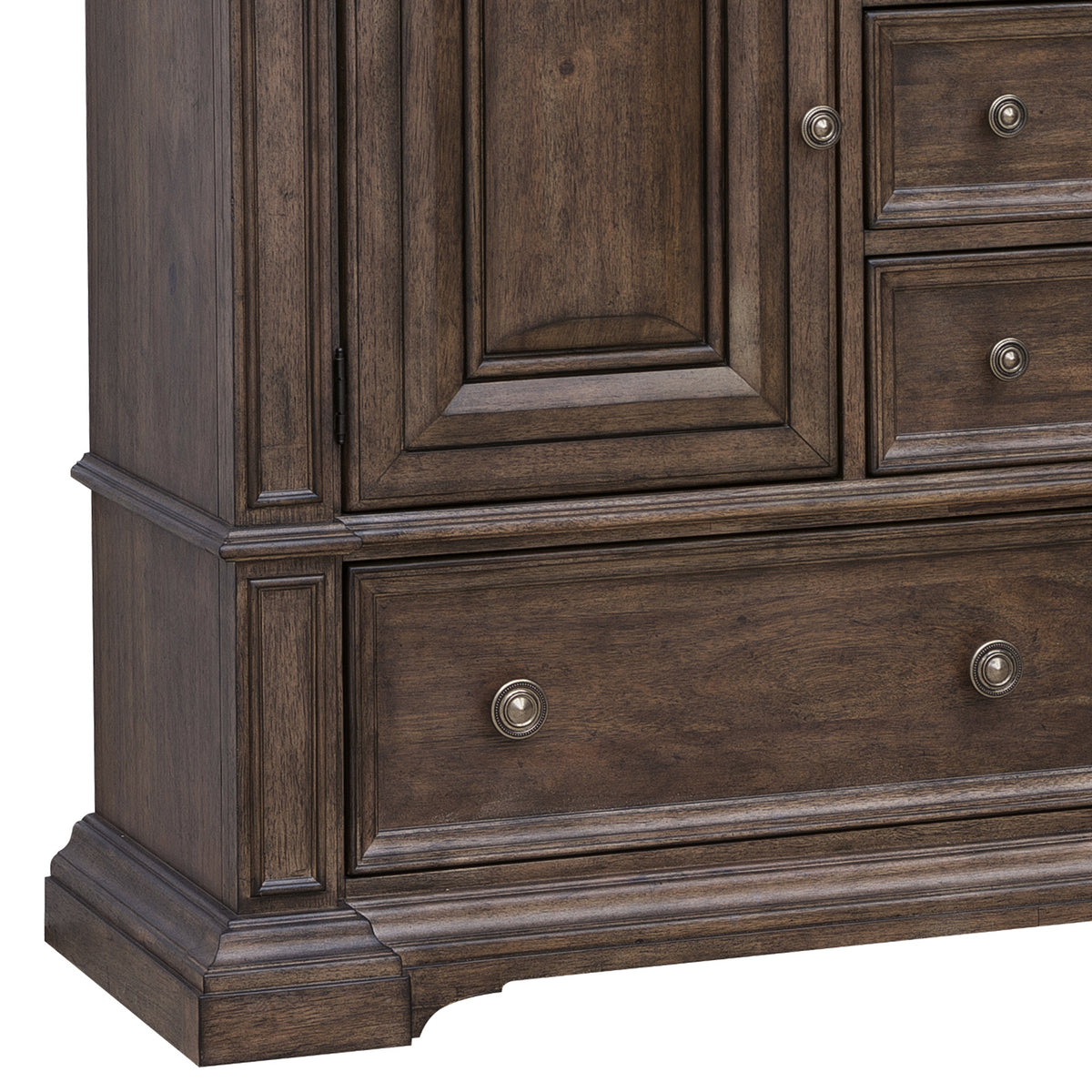 a close up of a wooden cabinet