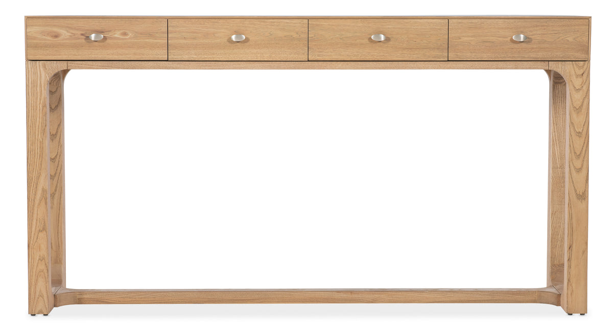 a wooden table with drawers
