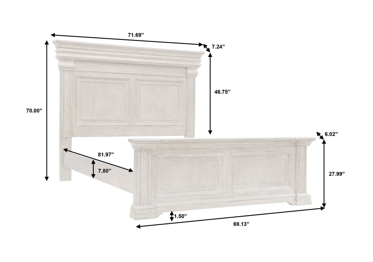a white bed with measurements
