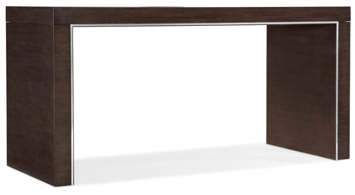 a brown rectangular table with a white background