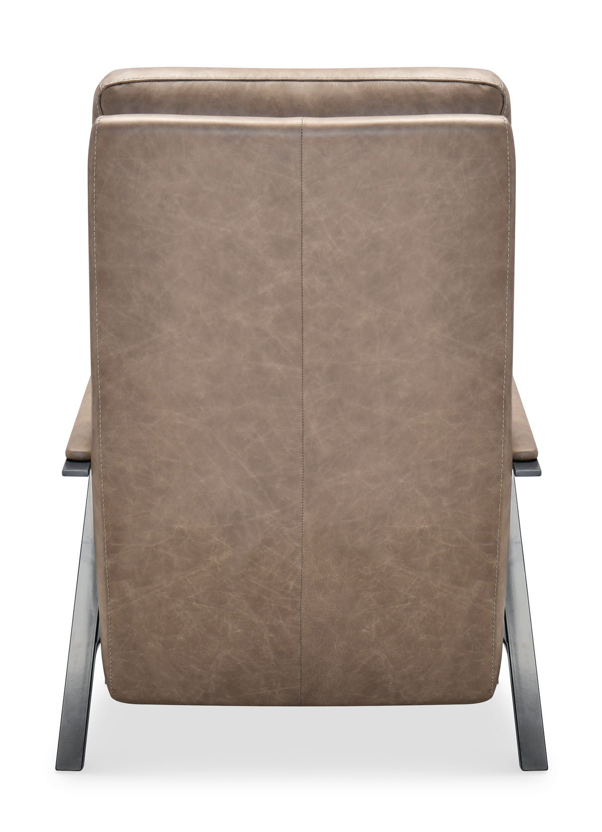 the back of a brown leather chair